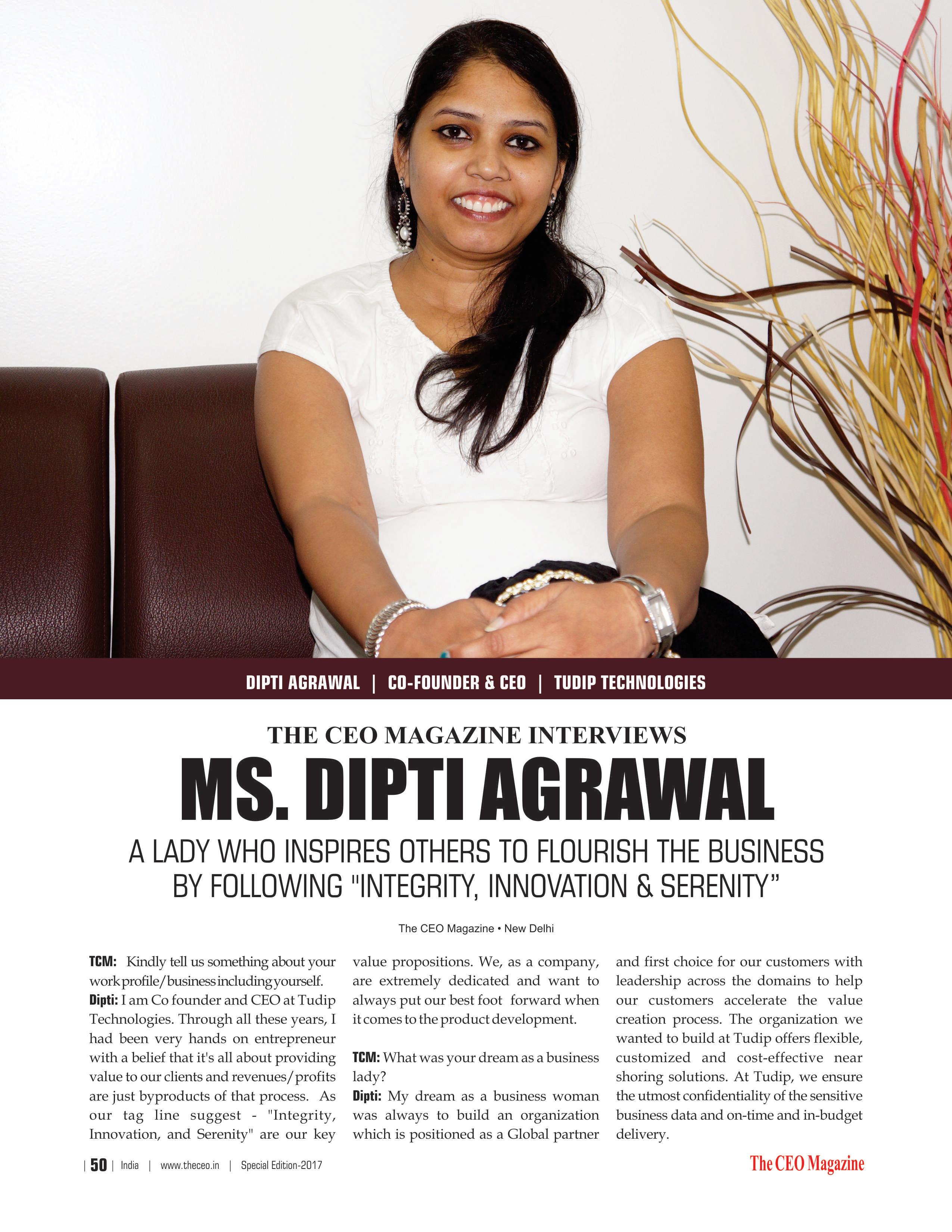 Dipti Agrawal is one of the 25 most Influential Women in India of 2017