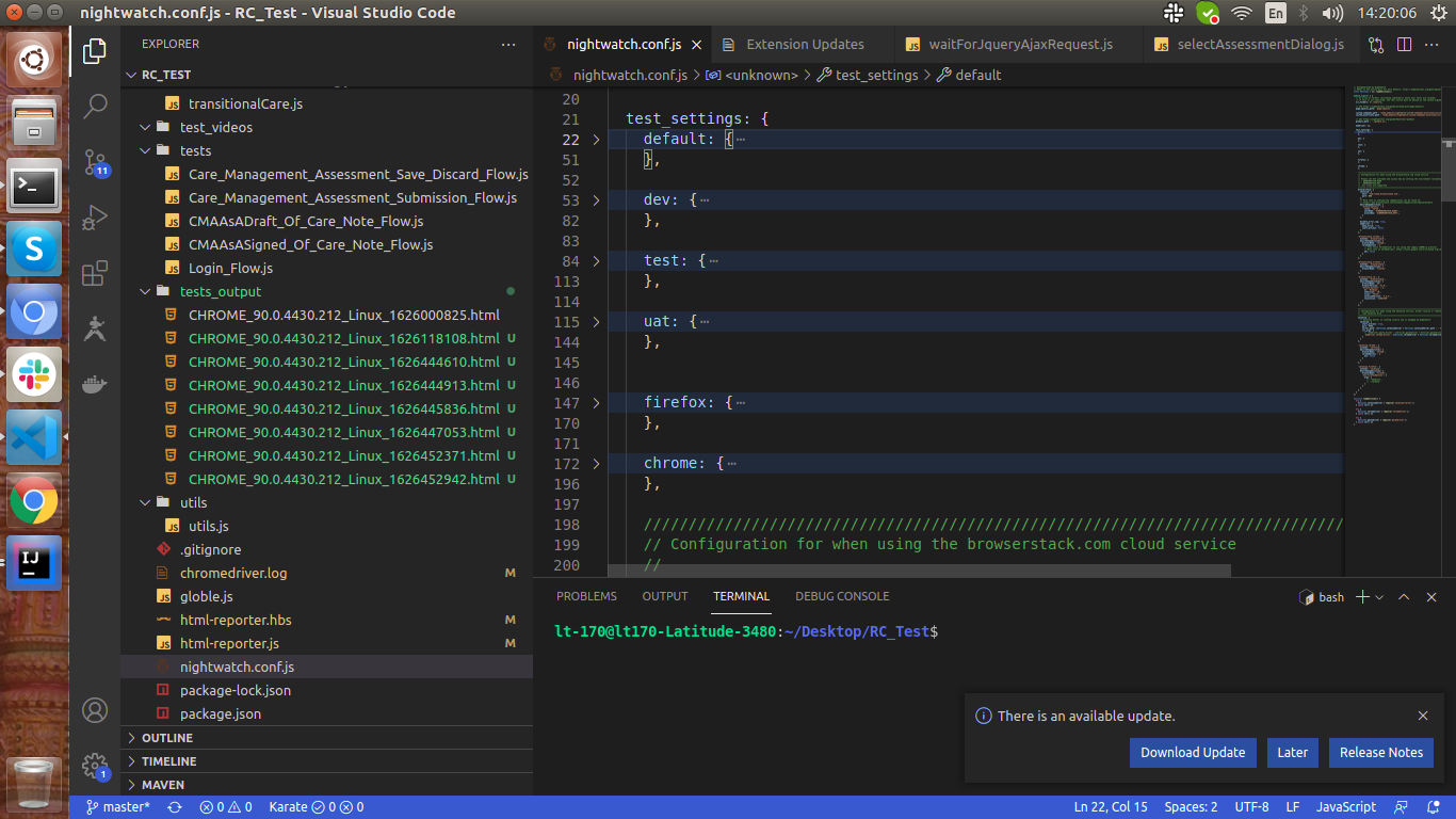 Configure test cases according to the different environments in NightwatchJS